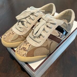 Coach Mable Monogram Khaki Vintage Sneakers Shoes Size 6.5